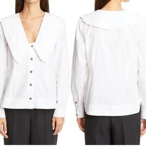 Ganni Ruffle Poplin Shirt Size 6
